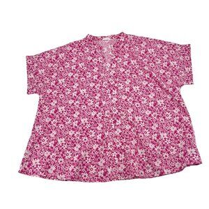 Emily Wonder Pink & White Floral Blouse Size 2X